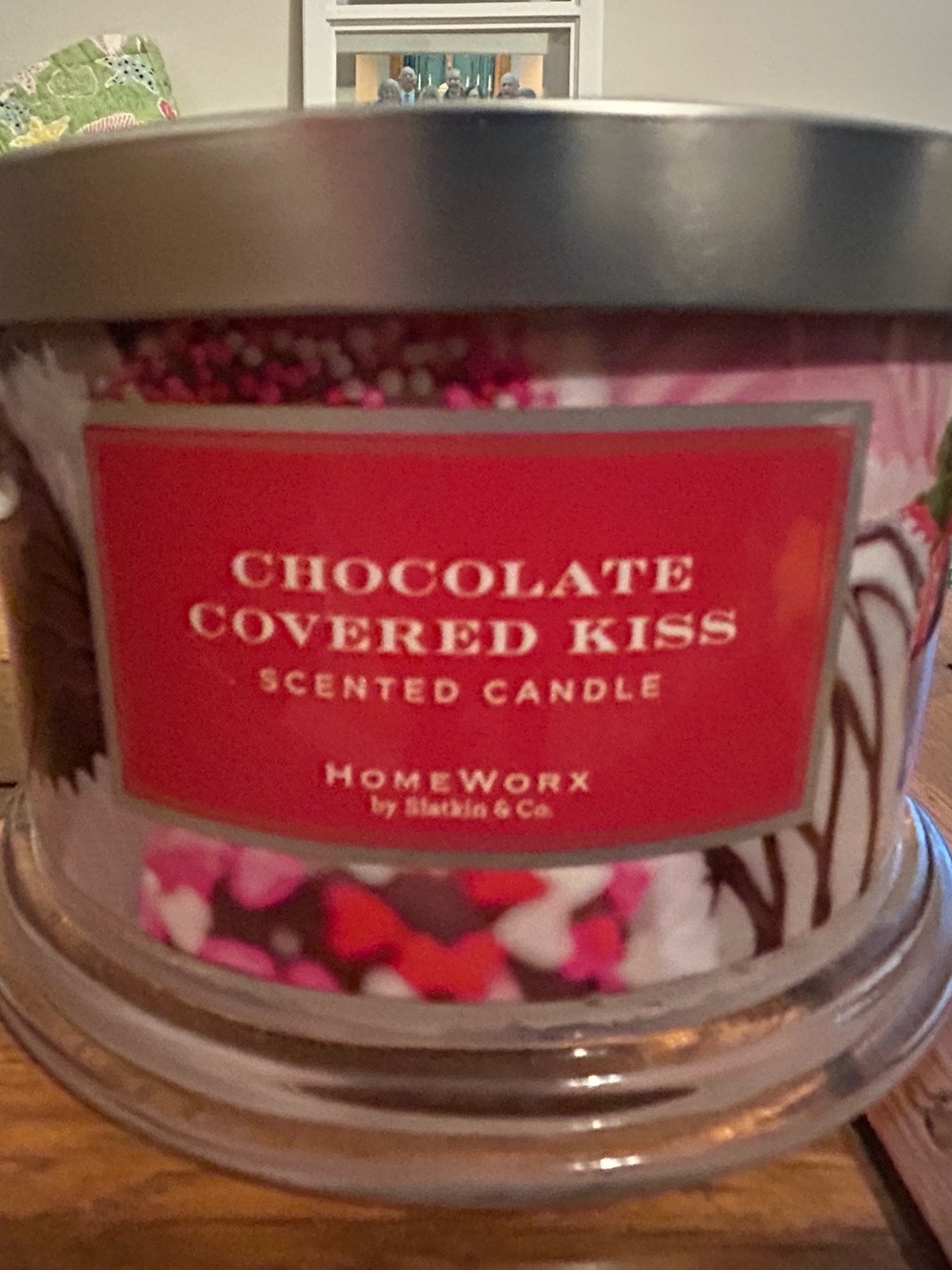 HomeWorx Chocolate Covered Kiss Scented Candle - Pink & Red Accents
